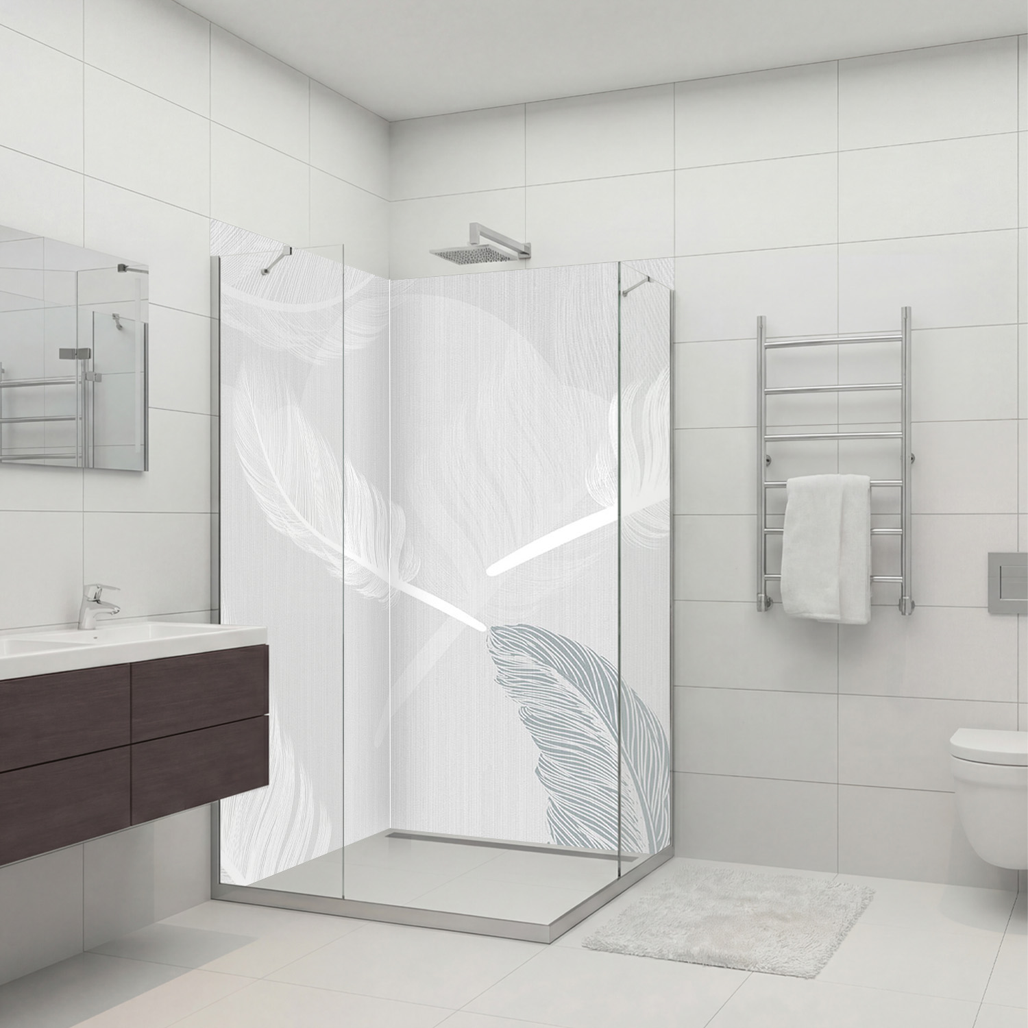 Duschrückwand mit Kunst V5 Motiv, als Badrückwand zum Fliesenersatz