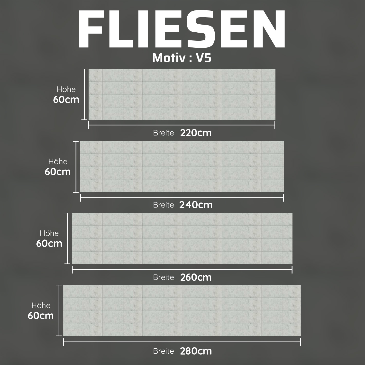 Küchenrückwand mit Fliesen V5 Motiv als Fliesenersatz und Spritzschutz