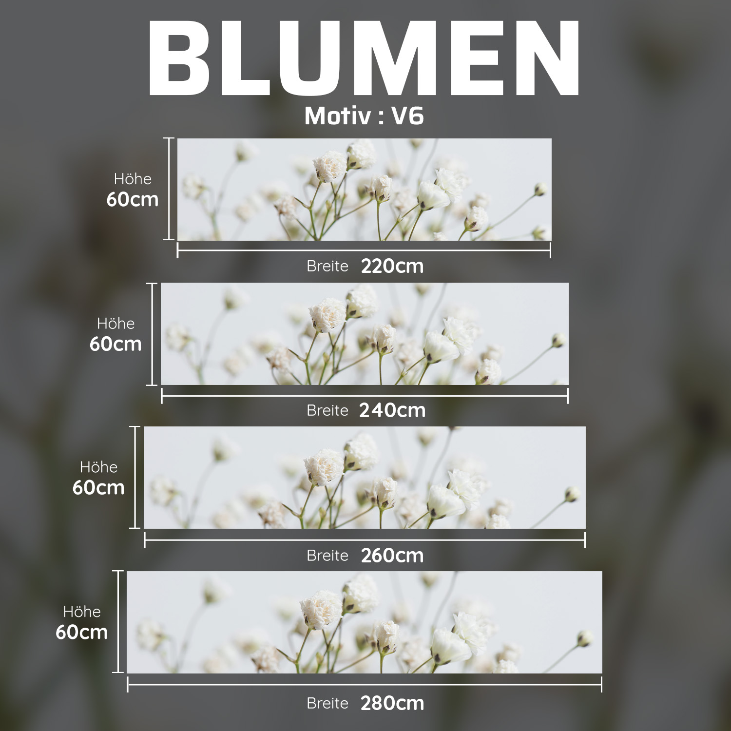 Küchenrückwand mit Blumen V6 Motiv als Fliesenersatz und Spritzschutz
