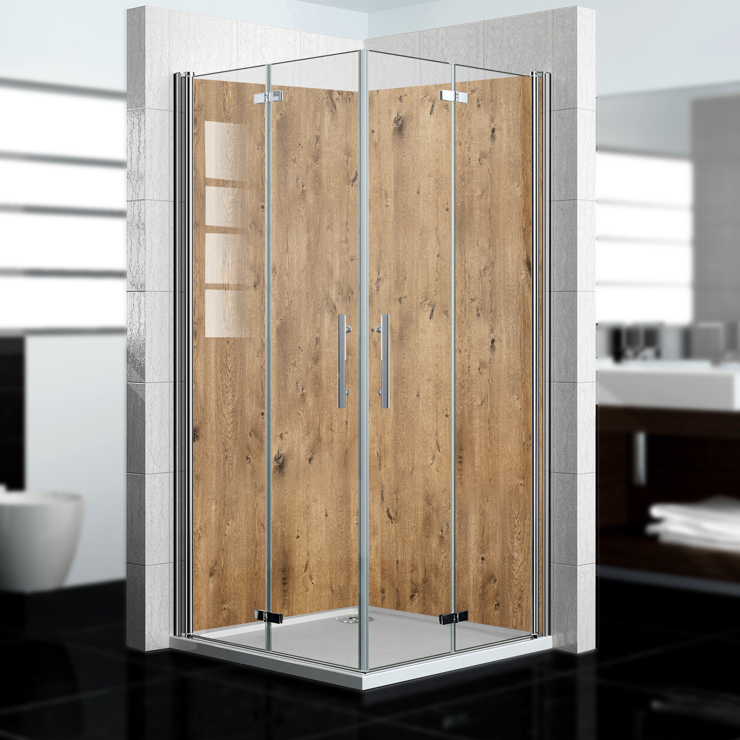 Duschrückwand mit Holz V5 Motiv, als Badrückwand zum Fliesenersatz Duschrückwand mit Holz V5 Motiv, als Badrückwand zum Fliesenersatz