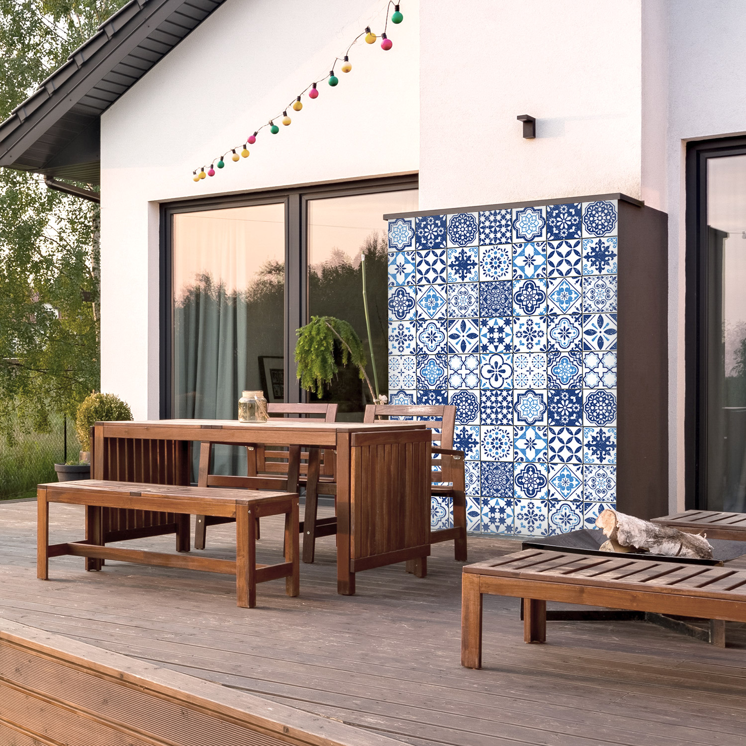 Wandverkleidung für den Outdoorbereich mit Fliesen V1 Motiv Wandverkleidung für den Outdoorbereich mit Fliesen V1 Motiv