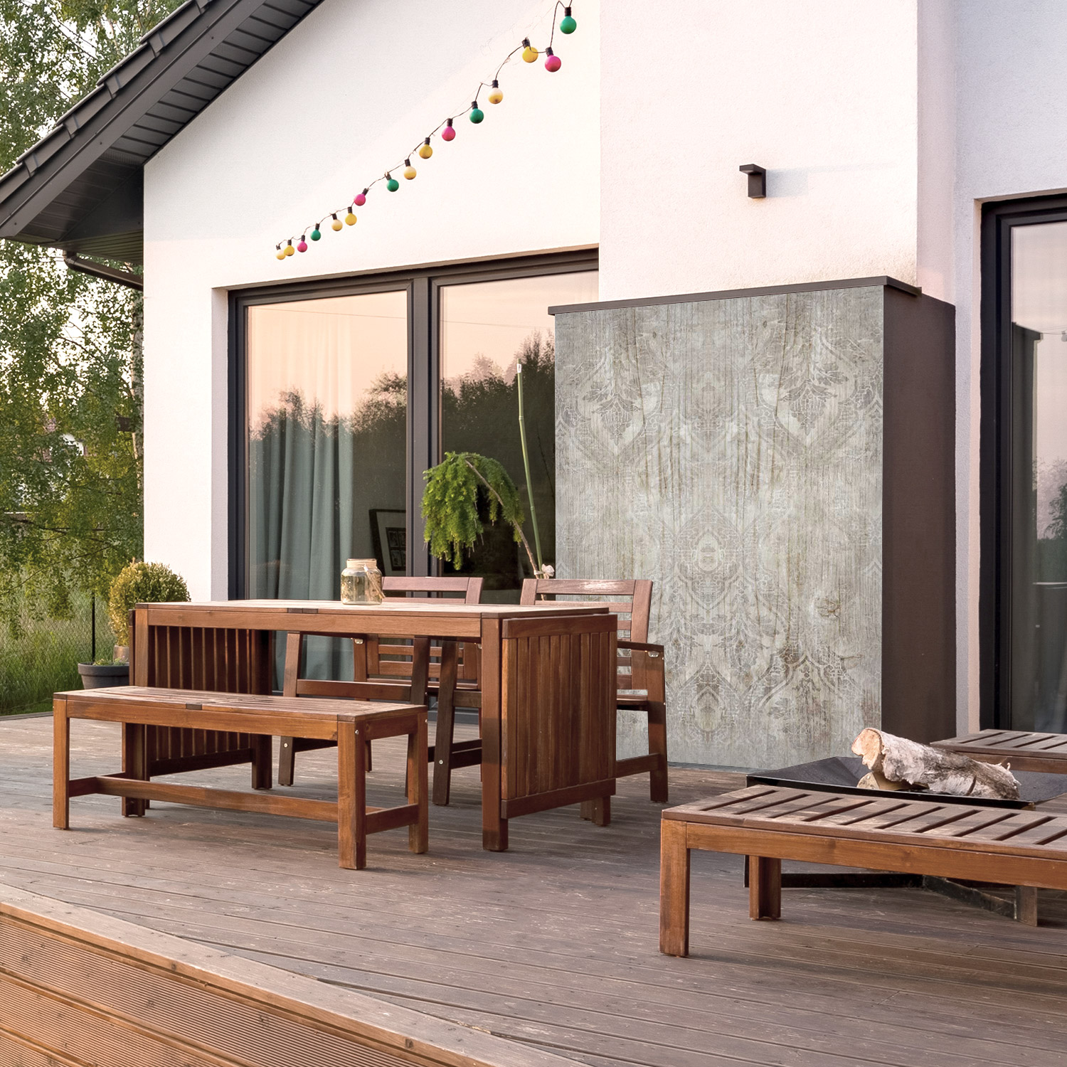 Wandverkleidung für den Outdoorbereich mit Holz V2 Motiv Wandverkleidung für den Outdoorbereich mit Holz V2 Motiv