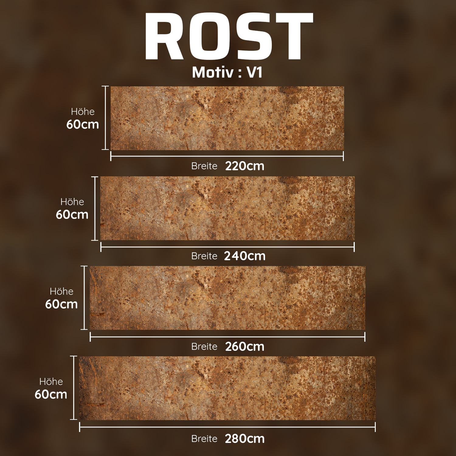Küchenrückwand mit Rost V1 Motiv als Fliesenersatz und Spritzschutz