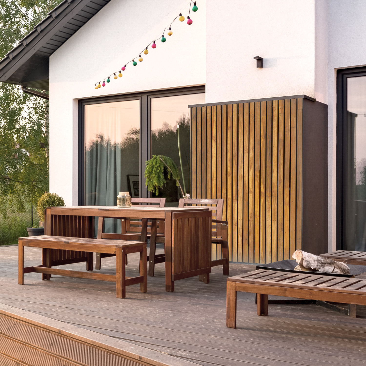 Wandverkleidung für den Outdoorbereich mit Holz V6 Motiv  Wandverkleidung für den Outdoorbereich mit Holz V6 Motiv